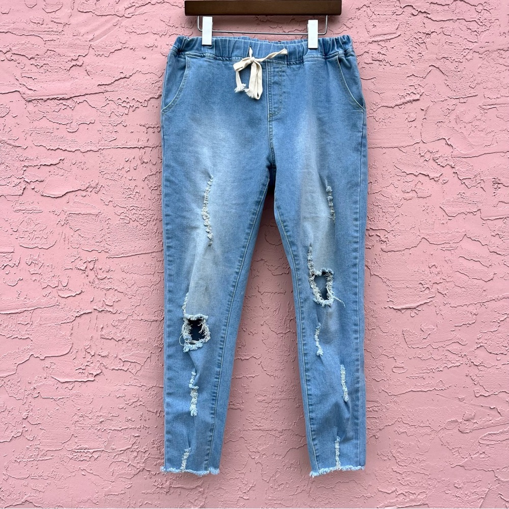 Hayden Denim Joggers Pants Cotton Stretch Womens Size L